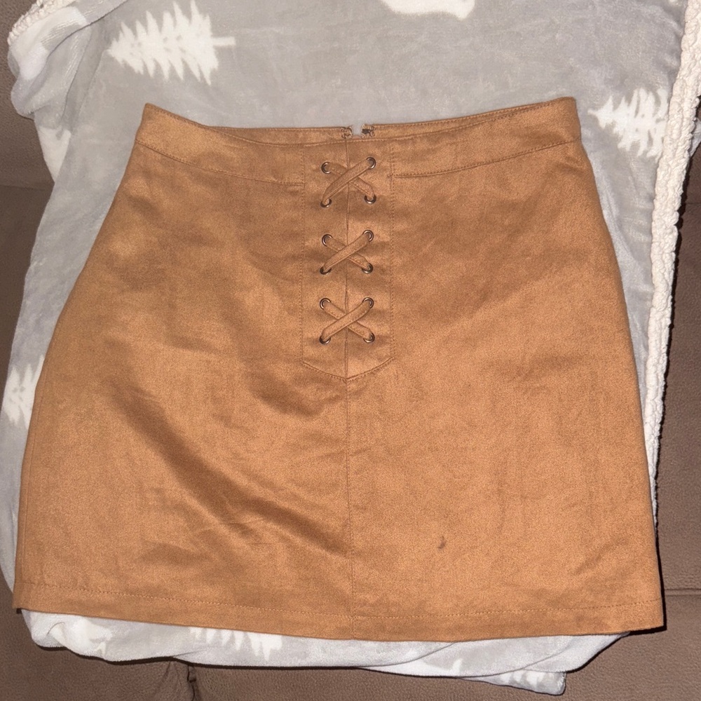 BCBGeneration Brown Lace-Up Mini Skirt
